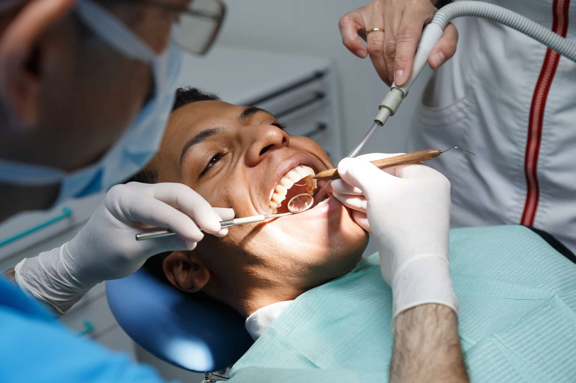 Man recieving his All on four dental implants by Dr. Augend in Mount Pleasant MI